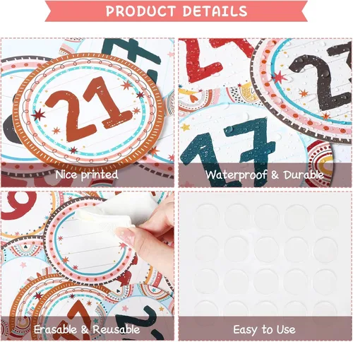 Vista 3 de Lincia 40 recortes numéricos de 1 a 35 recortes para tablón de anuncios y 5 tarjetas en blanco, números de calendario para el aula con 8 hojas