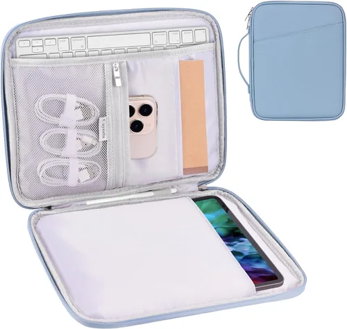 Vista 10 de Funda acolchada para tablet de 8 a 9 pulgadas, bolsa de viaje acolchada para Galaxy Tab A9 8.7/Tab A 8.4/Fire HD 8, estilo cartera con bolsillo