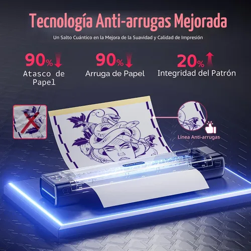Vista 2 de TATTMUSE Nueva versión 2026 Impresora de plantillas de tatuajes, Bluetooth Negro