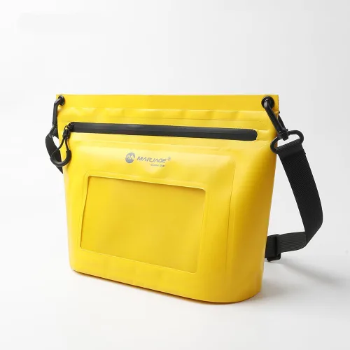 Vista 7 de IPX7 - Bolsa seca impermeable con bolsillo para pantalla táctil, bolsa de hombro hermética flotante con ranuras para tarjetas, material resistente