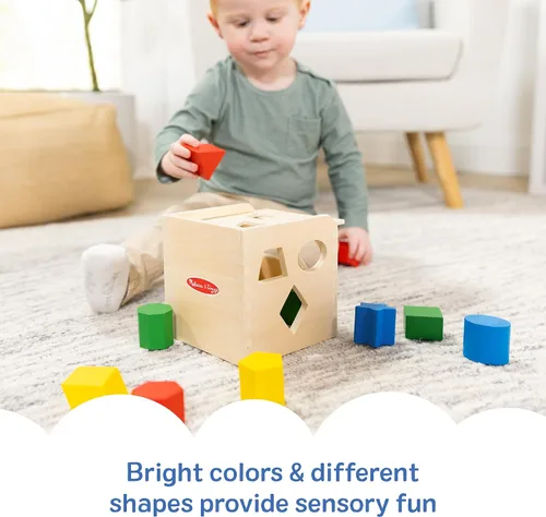 Vista 12 de Melissa & Doug Cubos de formas de Clasificación Clásico Juguete de Madera, Juguete de Desarrollo, Forma Fácil de Agarre, Construcción de Madera