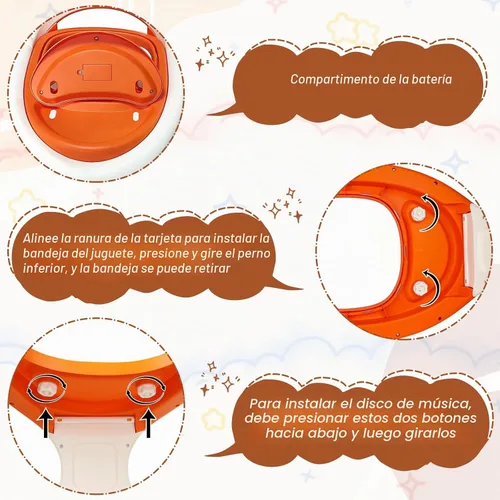 Vista 3 de Andador plegable para bebés con ruedas, caminadores de actividades para niños y niñas