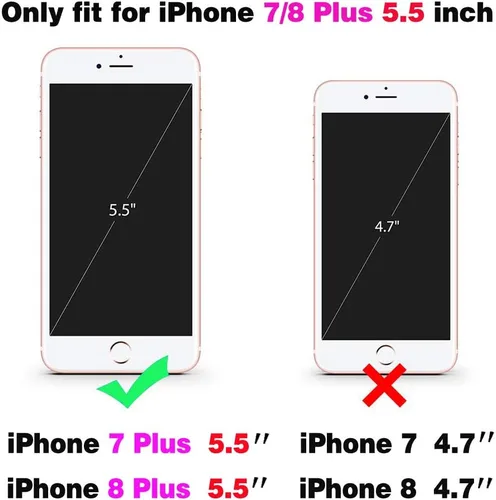 Vista 2 de Funda de teléfono para iPhone 7plus 8plus 7/8 Plus 5.5 con protector de pantalla de vidrio templado y soporte, accesorios híbridos duros