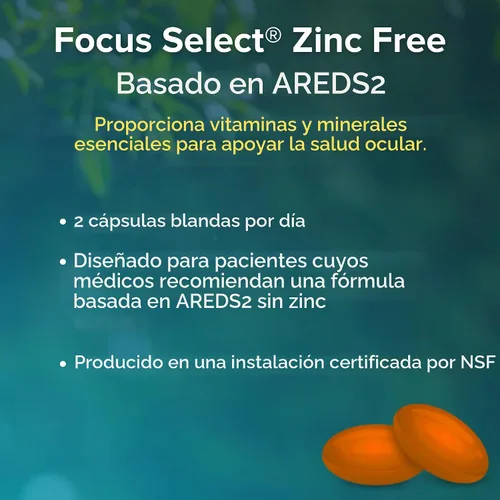 Vista 4 de Focus Select AREDS2 - Suplemento vitamínico para ojos sin zinc, 180