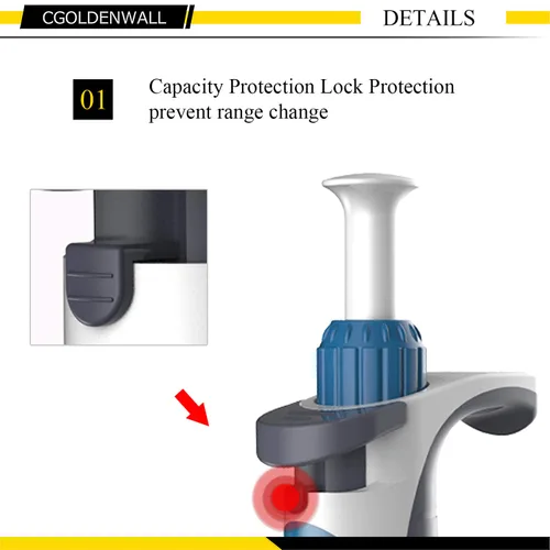 Vista 4 de CGOLDENWALL Lab Micropipeta manual ajustable pipeta pipeta pipeta de volumen ajustable y fijo, pantalla de un solo canal de cuatro dígitos