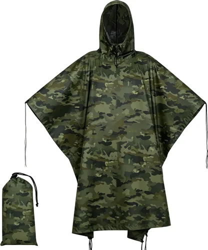 Vista 4 de Poncho de lluvia de camuflaje, abrigo impermeable multiusos