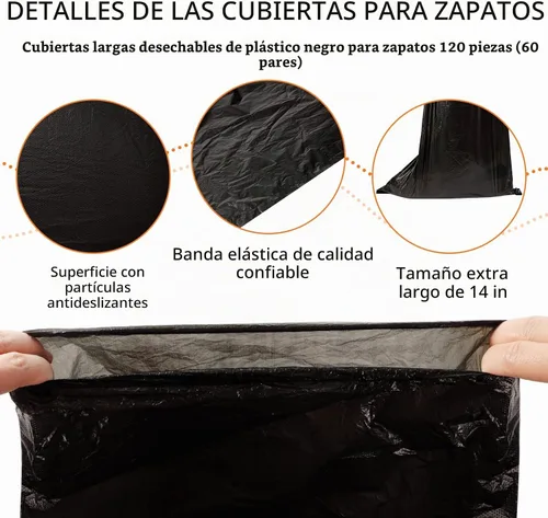 Vista 3 de Haysandy Fundas de zapatos desechables de plástico antideslizante para botas, cubiertas largas impermeables para zapatos, cubiertas de zapatos