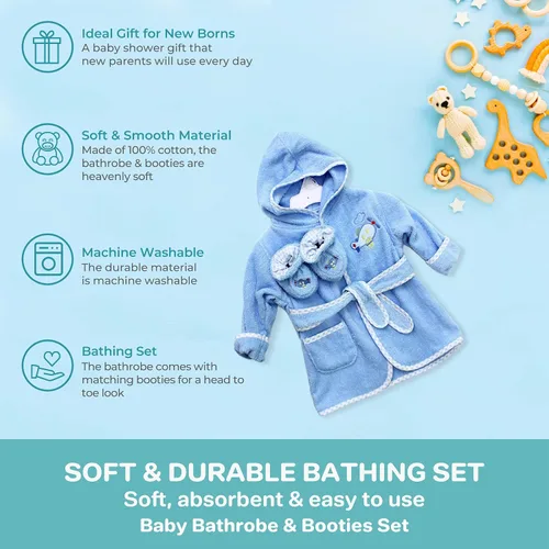 Vista 4 de Spasilk 100% Cotton Hooded Terry Bathrobe with Booties Baby Girl Gifts Baby Boy Gifts Shower Gift