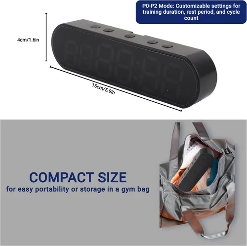 Vista 6 de Temporizador portátil de gimnasio, temporizador de entrenamiento de intervalos con cuenta regresiva/arriba/cronómetro/alarma, 1000 mAh USB reloj