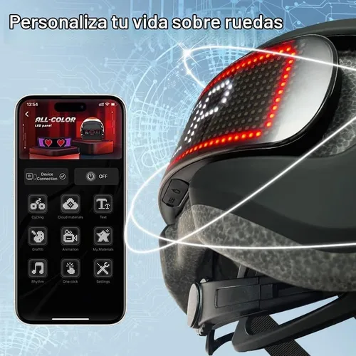 Vista 2 de Casco de bicicleta, programa de aplicación inteligente, casco de bicicleta con luz recargable USB, luz trasera de montaña para adultos y hombres
