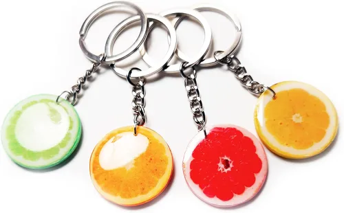 Vista 2 de Fruit Keychain Handmade Orange Slice Handbag Charm Grapefruit Citrus Keyring Lime Bright Summer Vegeterian Gift Idea Pamelo Polymer Clay Key Chain