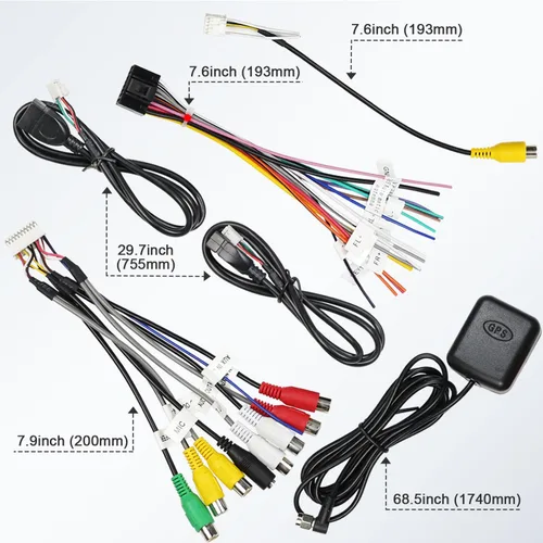Vista 7 de Kit adaptador de arnés de cableado de radio Android de 16 pines Fiegromech ISO Car Stereo Wire Harness,10&20Pin RCA Connector Back Camera