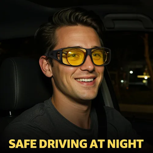 Vista 2 de Myiaur Lentes de visión nocturna para mujeres y hombres, lentes polarizados para conducción nocturna con lente amarilla antirreflejos, protección UV