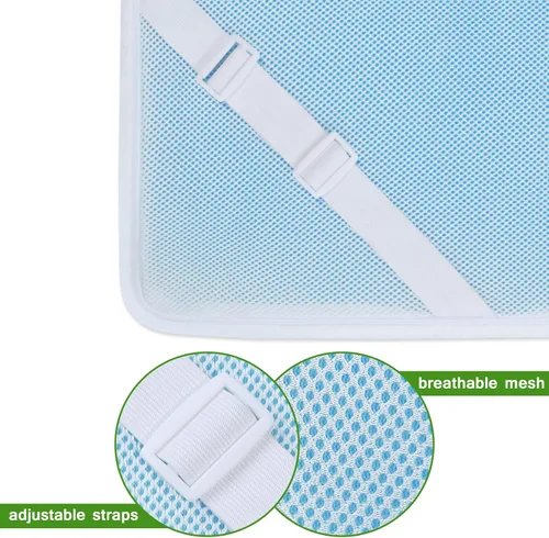 Vista 4 de Funda de colchón de tamaño individual (solo funda), protector de colchón de 3 pulgadas, con cremallera, de rayón refrescante, con correas ajustables