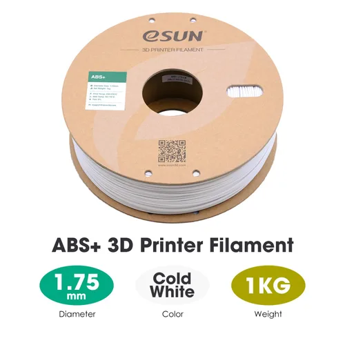 Vista 2 de eSUN - Filamento ABS+ de 1/16 pulgadas, filamento para impresora 3D ABS Plus, precisión dimensional +/- 0.05 mm, carrete de 2.2 libras, color blanco