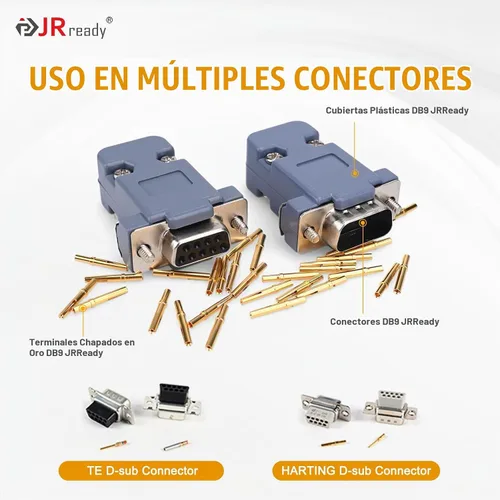 Vista 4 de JRready ST6239 Terminal de placa de oro DB9 Conector pin barrle 205089-1 y 205090-1 D-SUB Conector de crimpado contacts30 Pin y 30 zócalo