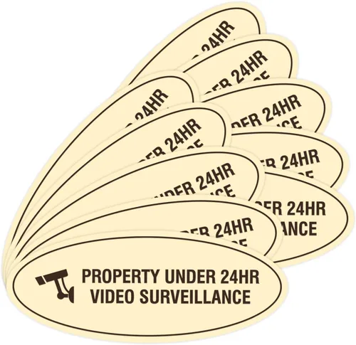 Vista 29 de Cartel de vigilancia oval PROPERTY UNDER 24HR - Negro - Pequeño (1 paquete)