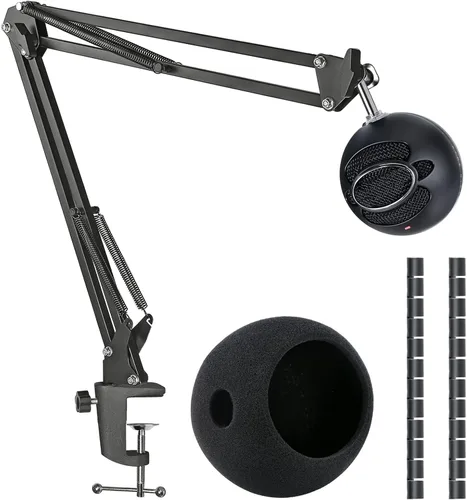 Vista 10 de Protector de viento con filtro de bola de nieve azul – Protector de viento profesional de espuma para micrófono iCE para grabaciones, transmisión