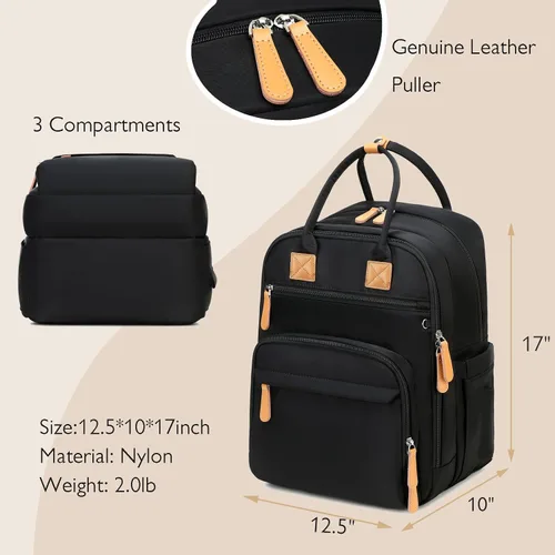 Vista 7 de LORADI Mochila grande para pañales de 18 bolsillos con 4 bolsillos aislados y clips para cochecito, artículos esenciales para baby shower