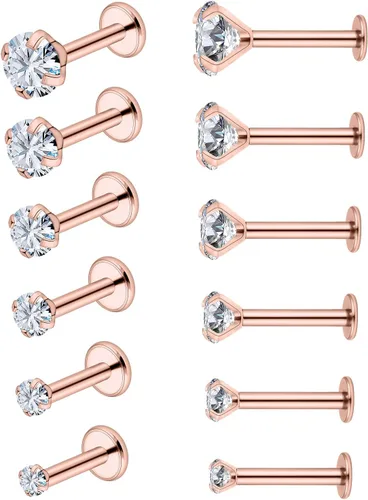 Vista 11 de Vsnnsns Anillos de labio de acero inoxidable 16G Tragus Helix Conch Piercing de serpiente Piercing Monroe Lip Anillos Labret Medusa cartílago lóbulo