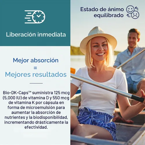 Vista 4 de BIOTICS Research Bio-DK Caps™ Vitamina D K, D3 5000 iu, K1 K2 550 mcg, 60c