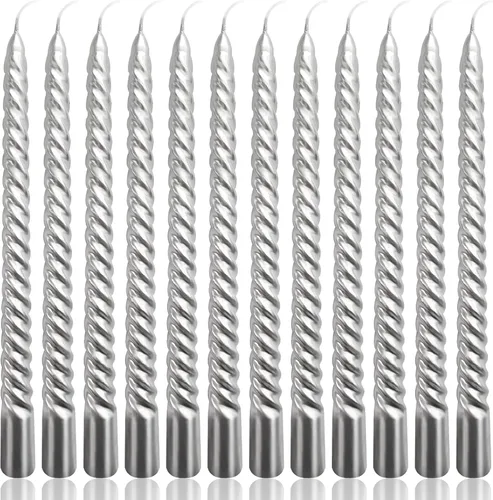 Vista 16 de Juego de velas cónicas en espiral doradas de 10 pulgadas para Navidad, paquete de 12 velas torcidas sin perfume, velas delgadas y cónicas sin goteo