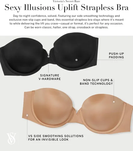 Vista 4 de Victoria's Secret Brasier push-up sin tirantes con escote profundo, ilusiones sexys, sujetadores para mujer (32A-38DDD)