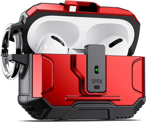 Vista 8 de DASFOND - Funda de armadura para AirPods de 2ª y 1ª generación, carcasa de cuerpo completo de grado militar a prueba de golpes, soporte de carga