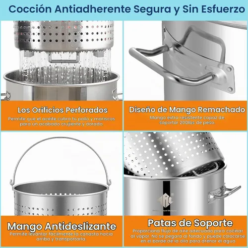 Vista 3 de ARC 64QT - Olla de acero inoxidable para caldera de mariscos de cangrejo