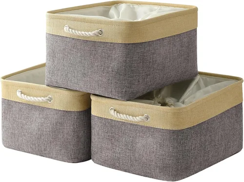 Vista 20 de TheWarmHome Contenedores de almacenamiento para estantes, tamaño mediano, 3 unidades, 13.8 pulgadas de largo x 9.8 pulgadas de ancho x 6.7 pulgadas