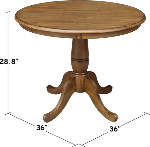 Vista 3 de Whitewood Industries International Concepts Mesa de pedestal redonda Pecan Nuez pacana