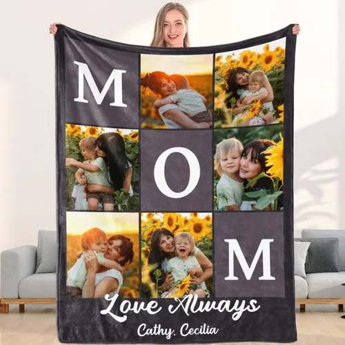 Vista 9 de Manta de collage de fotos personalizada, manta de diseño divertido, manta de fotos personalizadas, regalo facial para él, mantas de lujo ultrasuaves