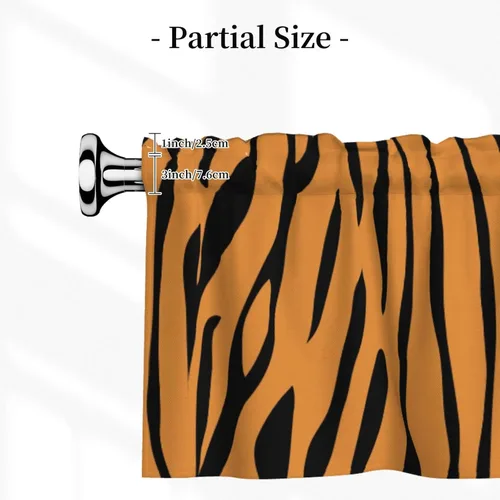 Vista 3 de Cenefa de cortina con estampado animal de tigre a la moda, cenefa de ventana opaca para habitación, 1 panel, barra de Pocke para baño, sala