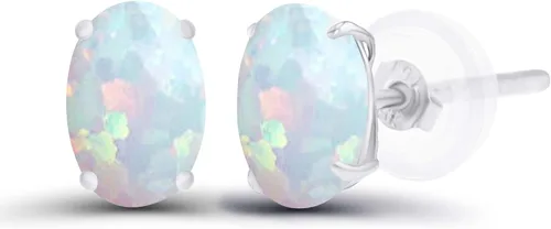 Vista 64 de Aretes ovalados de plata de ley 925 maciza chapados en oro de 0.236 x 0.157 pulgadas con piedra natal genuina para mujer Aretes de tuerca Amatista