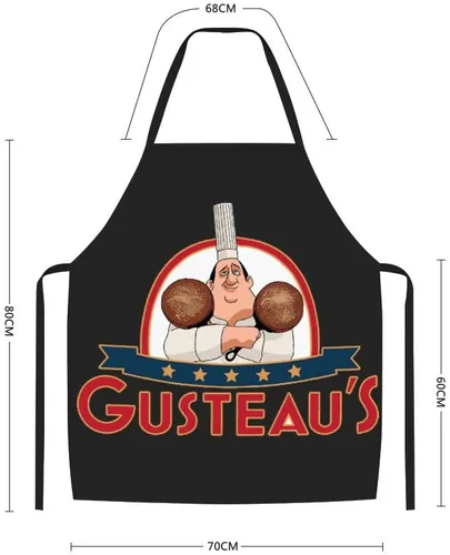 Vista 2 de Delantal de cocina divertido, Gusteau's Anyone Can Cook - Delantal para adultos de Ratatouille con borde negro, #Color1