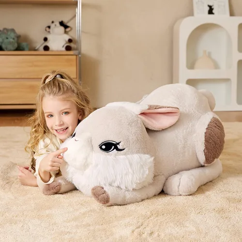Vista 4 de EARTHSOUND Juguete de peluche con diseño de conejo gigante, conejo de 23 pulgadas de tamaño grande, juguetes suaves de tamaño jumbo, lindo y enorme