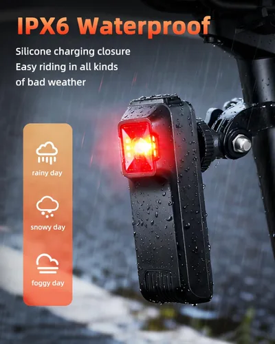 Vista 9 de WSDCAM Luz trasera de radar para bicicleta, alertas visuales y audibles para vehículos de hasta 153 yardas de distancia, encendido/apagado