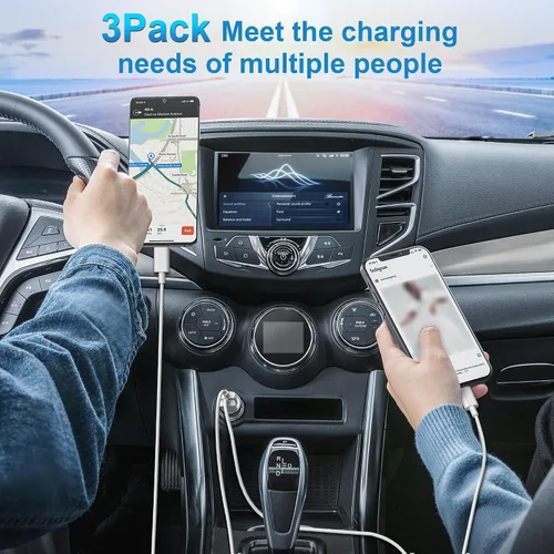 Vista 4 de Carplay - Cable Carplay para iPhone 16 15 Pro Max/Pro/Plus, cable USB a USB C [1 pie+2 pies + 3 pies] para adaptador de cargador de automóvil