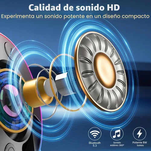 Vista 2 de Donerton Bluetooth Shower Speaker, Portable Bluetooth 5.4 Speaker with 360°HD Stereo Sound and Robust Bass, IPX7 Waterproof Speakers, LED Light