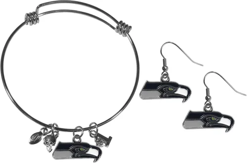 Vista 12 de Siskiyou Sports NFL womens Dangle Earrings and Charm Bangle Bracelet Set