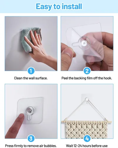 Vista 6 de 12 ganchos para colgar fotos sin clavos, carga de 20 libras, ganchos para colgar fotos, ganchos adhesivos impermeables para baño, cocina, ganchos