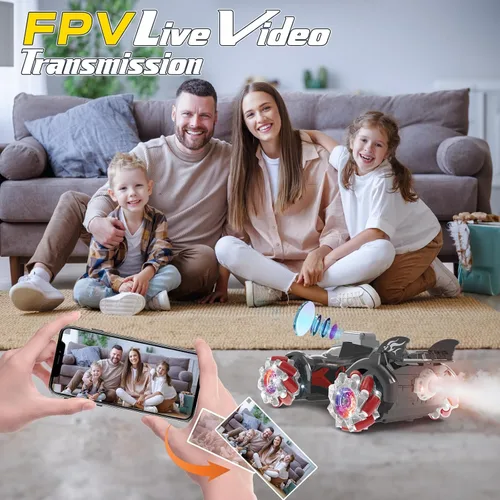 Vista 9 de Yasola Auto RC con cámara para niños, control remoto giratorio de 360° de alta velocidad, vehículo de acrobacias de juguete para niños y niñas