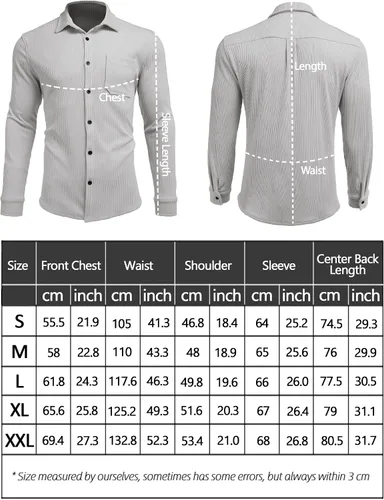 Vista 6 de COOFANDY Camisa de pana para hombre, estilo chaqueta ligera, de manga larga, con botones