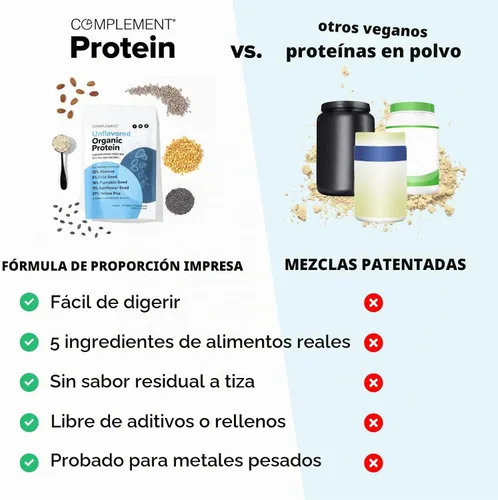 Vista 3 de Complement Proteína en polvo vegana sin sabor a base de plantas