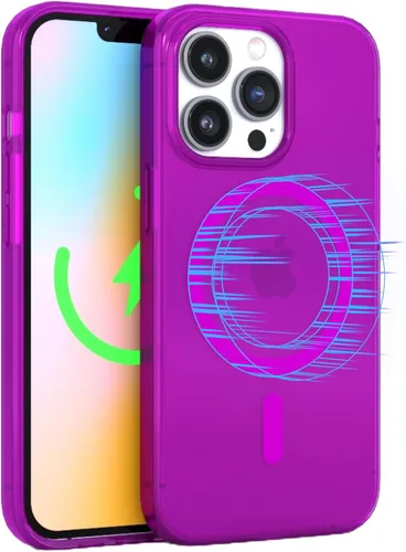 Vista 19 de FELONY - Funda para iPhone 15 Pro, funda transparente de color azul neón Azul claro neón