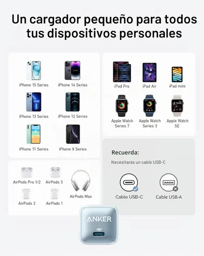 Vista 6 de Anker Bloque de cargador USB C, 20 W PIQ 3.0 de carga rápida compacta para iPhone 17/16/15 y más series, Galaxy, Pixel 4/3, iPad (cable no incluido)