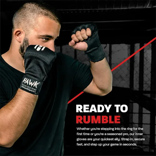 Vista 4 de Hawk Guantes Interiores Acolchados de Entrenamiento con Gel Vendas Elásticas para las Manos para Guantes de Boxeo Vendas Rápidas Hombres y Mujeres