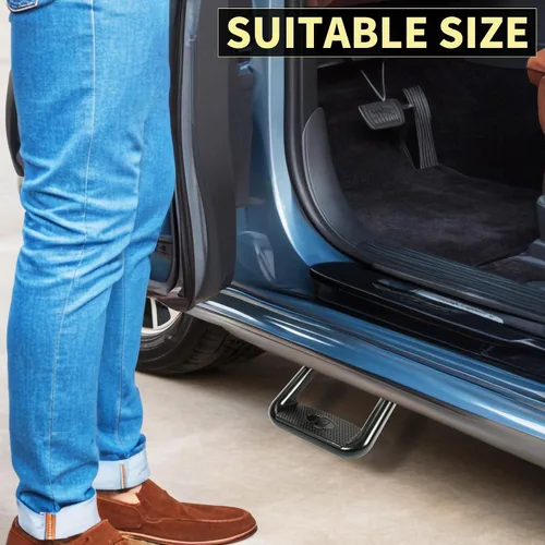 Vista 5 de KUAFU Escalón lateral compatible con Chevrolet Toyota Ford Dodge Jeep GMC Nissan Mazda 1967-2020 aluminio 2 piezas de escalón lateral para Negro