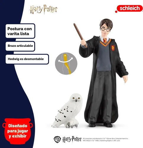 Vista 4 de Schleich Harry Potter - Juego de 2 piezas de Harry Potter con juguete de búho de nieve, figuras coleccionables del mundo mágico para niños y adultos
