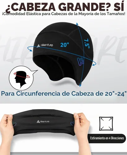 Vista 6 de Hikenture Skull Cap Helmet Liner with Glasses Holes, Winter Cycling Cap Negro